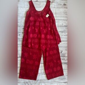 Vintage Victoria Secret Gold Label geometric design red sheer 80s 90s Lg NWT